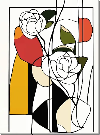 Картина маслом Белые розы №108