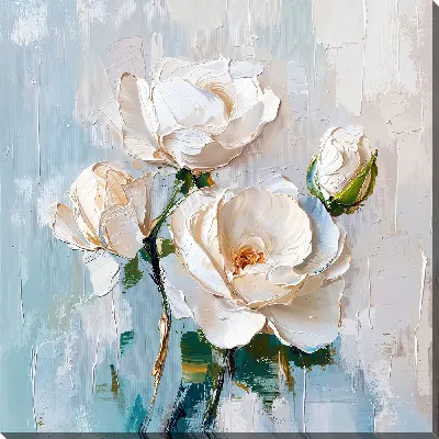 Картина маслом Белые розы №109