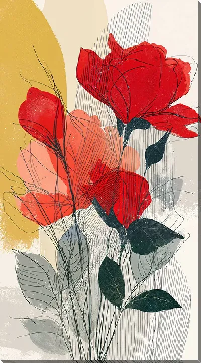 Картина маслом Красные розы №15