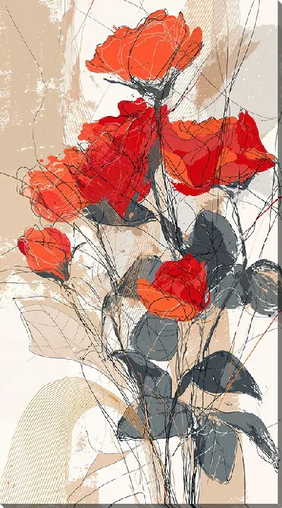 Картина маслом Красные розы №16