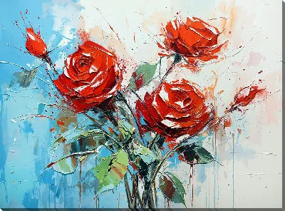 Картина маслом Красные розы №20