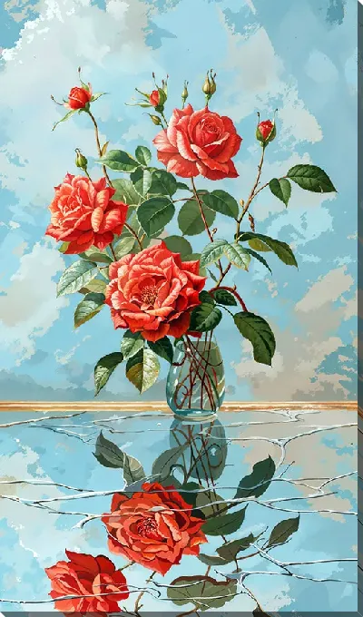 Картина маслом Красные розы №22