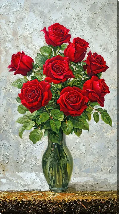 Картина маслом Красные розы №26