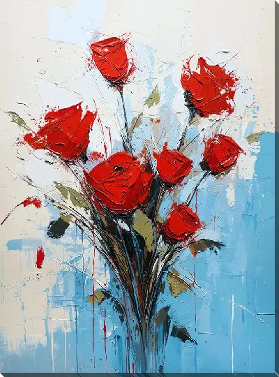 Картина маслом Красные розы №30