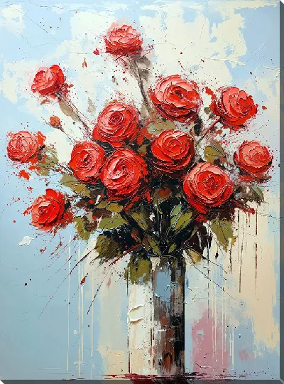 Картина маслом Красные розы №34