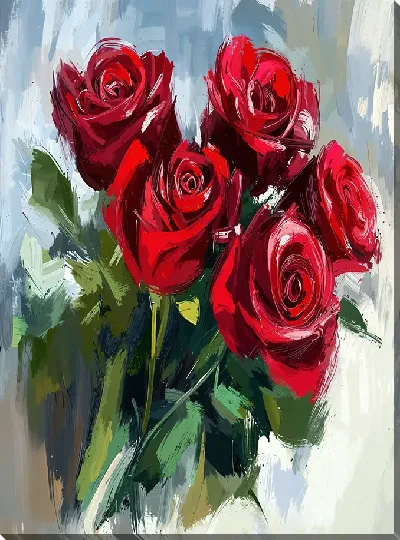 Картина маслом Красные розы №35