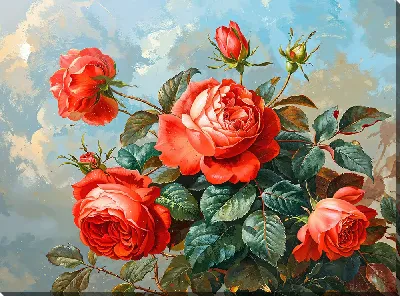 Картина маслом Красные розы №36