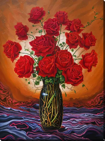 Картина маслом Красные розы №40