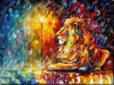 Картина Лев в стиле импрессионизма №1