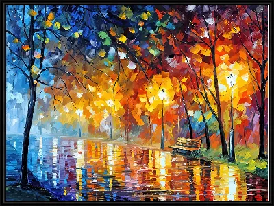 Ночной парк в стиле импрессионизма