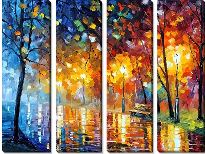 Ночной парк в стиле импрессионизма