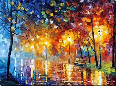 Картина Ночной парк в стиле импрессионизма