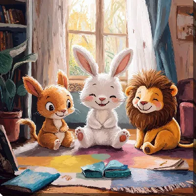 Картина маслом Веселые животные №2