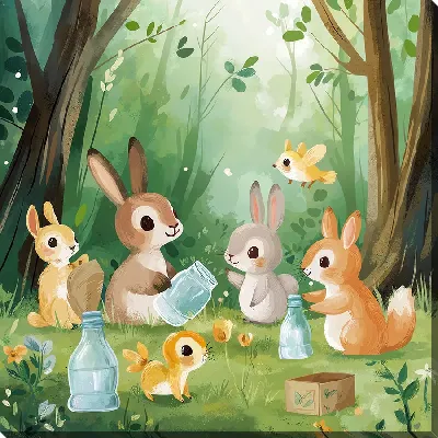 Картина маслом Веселые животные №30