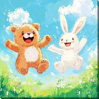 Картина маслом Веселые животные №33