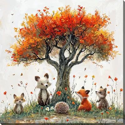 Картина маслом Веселые животные №41