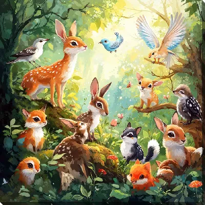 Картина маслом Веселые животные №52