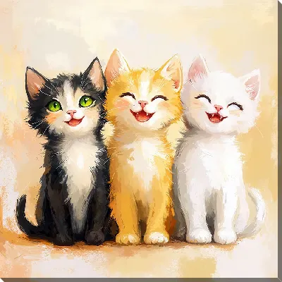 Картина маслом Весёлые котики №1