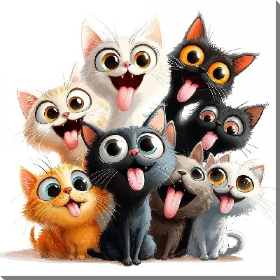 Картина маслом Весёлые котики №2