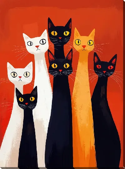 Картина маслом Весёлые котики №4