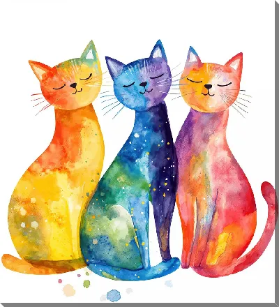 Картина маслом Весёлые котики №5