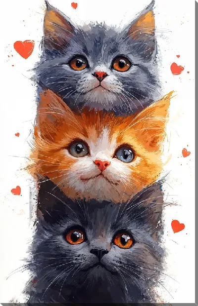 Картина маслом Весёлые котики №8