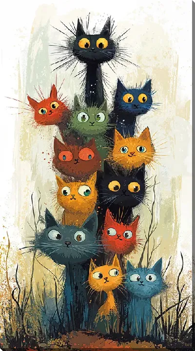 Картина маслом Весёлые котики №9
