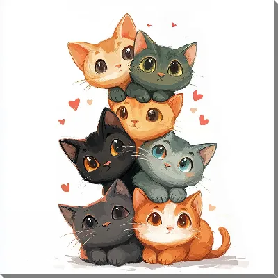 Картина маслом Весёлые котики №13