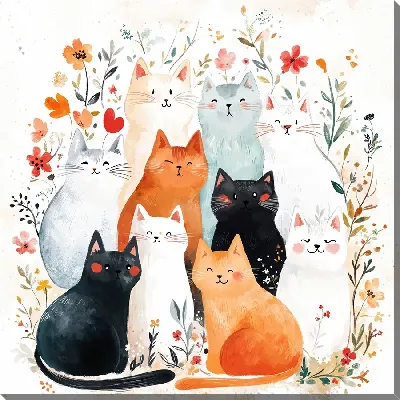Картина маслом Весёлые котики №14