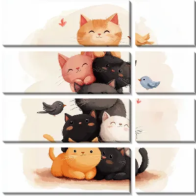 Модульная картина Весёлые котики №15
