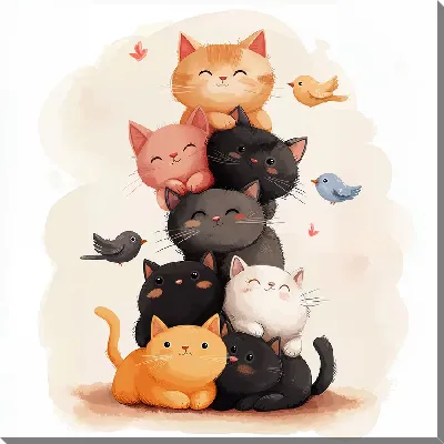 Картина маслом Весёлые котики №15