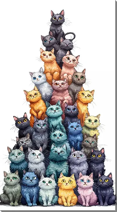 Картина маслом Весёлые котики №16