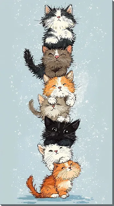 Картина маслом Весёлые котики №18