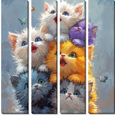 Модульная картина Весёлые котики №23