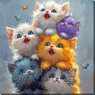 Картина маслом Весёлые котики №23