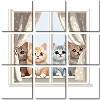 Модульная картина Весёлые котики №28
