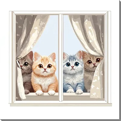 Картина маслом Весёлые котики №28