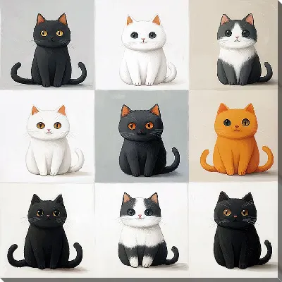 Картина маслом Весёлые котики №30