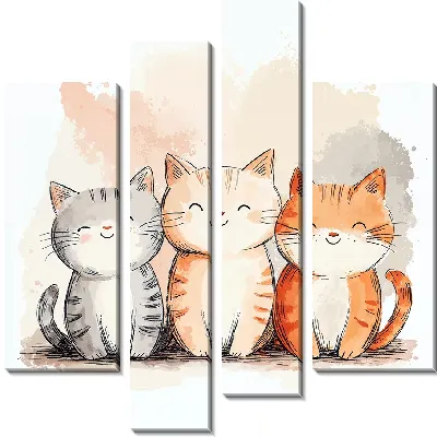 Модульная картина Весёлые котики №31