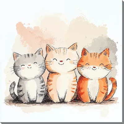 Картина маслом Весёлые котики №31