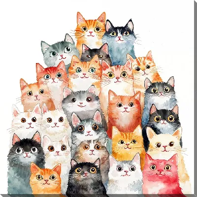 Картина маслом Весёлые котики №34