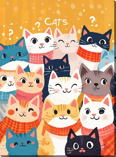 Картина маслом Весёлые котики №37