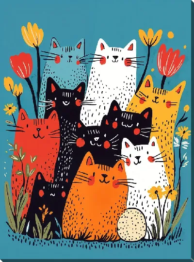 Картина маслом Весёлые котики №40