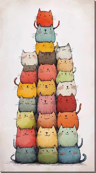 Картина маслом Весёлые котики №43