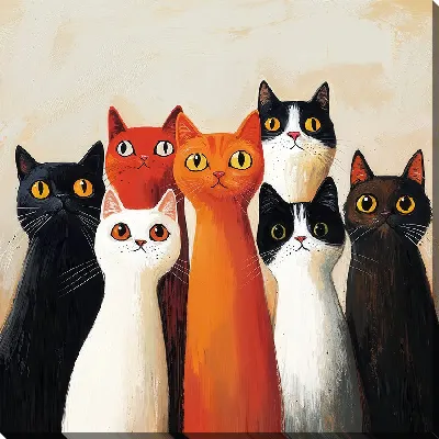Картина маслом Весёлые котики №44