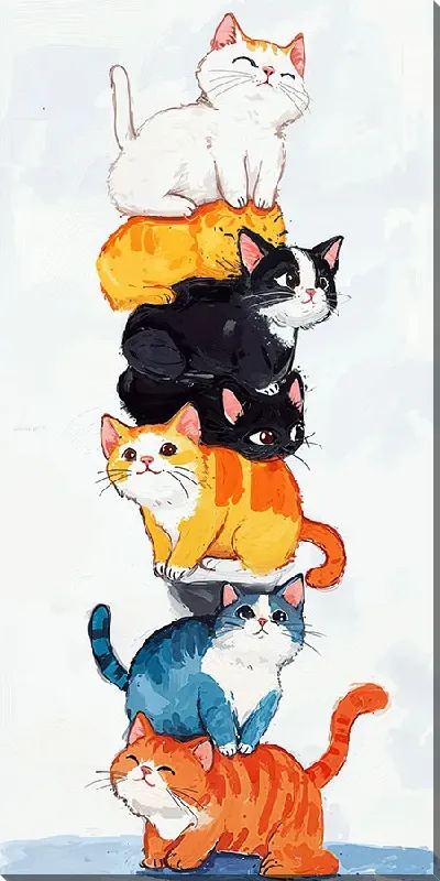 Картина маслом Весёлые котики №45