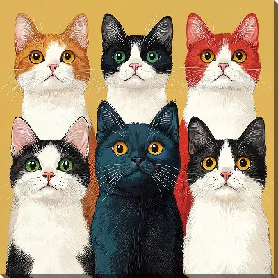 Картина маслом Весёлые котики №46