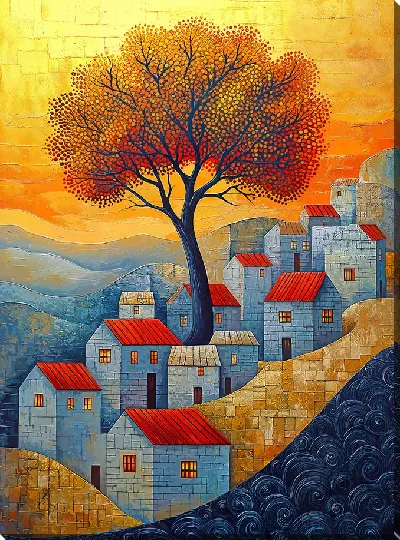 Картина маслом Арт природа деревьев №14