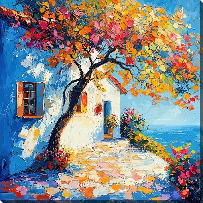 Картина маслом Арт природа деревьев №22