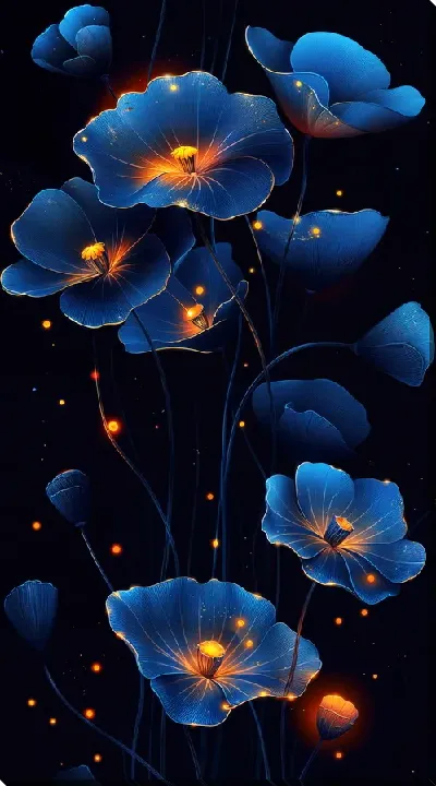 Картина маслом Цветы на черном фоне №5